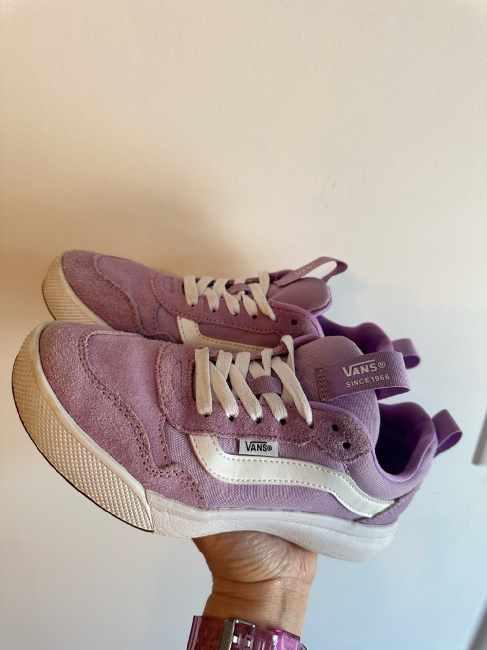 Vans Women’s Lilac Suede Low-Top Sneakers with White Stripe - Picture 6 of 7